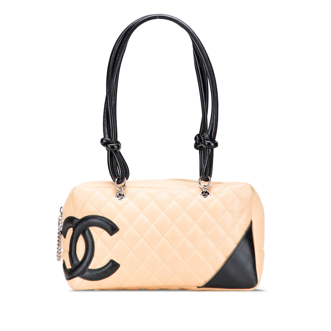 Large Quilted Lambskin Cambon Ligne Shoulder Bag Brown - Gaby Paris