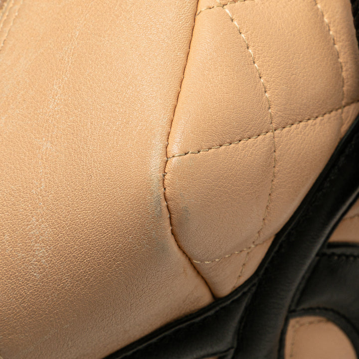 Large Quilted Lambskin Cambon Ligne Shoulder Bag Brown - Gaby Paris