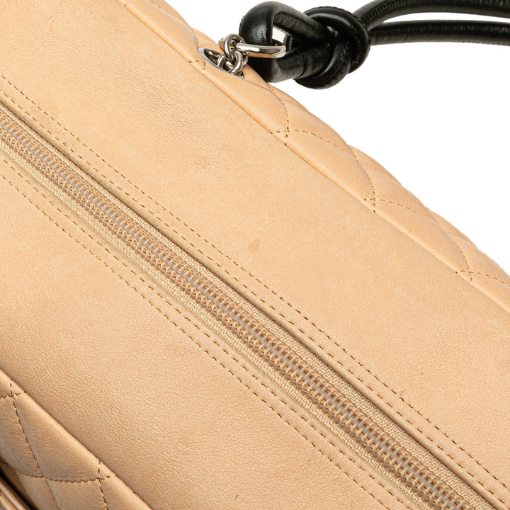 Large Quilted Lambskin Cambon Ligne Shoulder Bag Brown - Gaby Paris