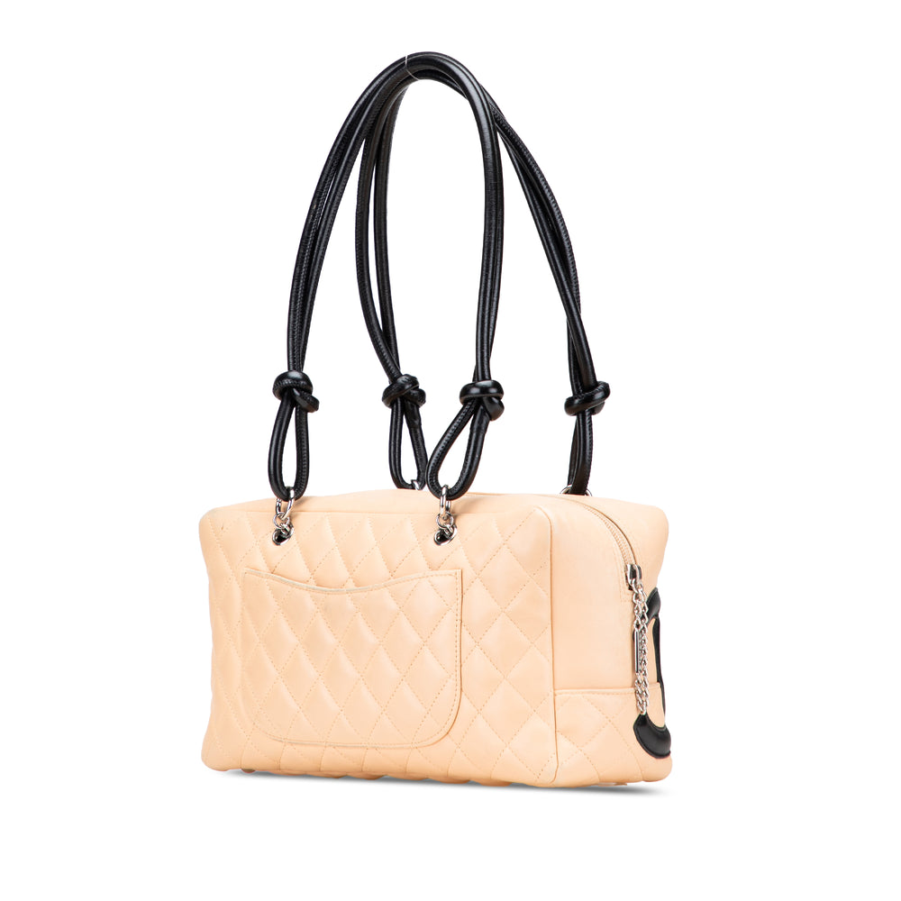 Large Quilted Lambskin Cambon Ligne Shoulder Bag Brown - Gaby Paris