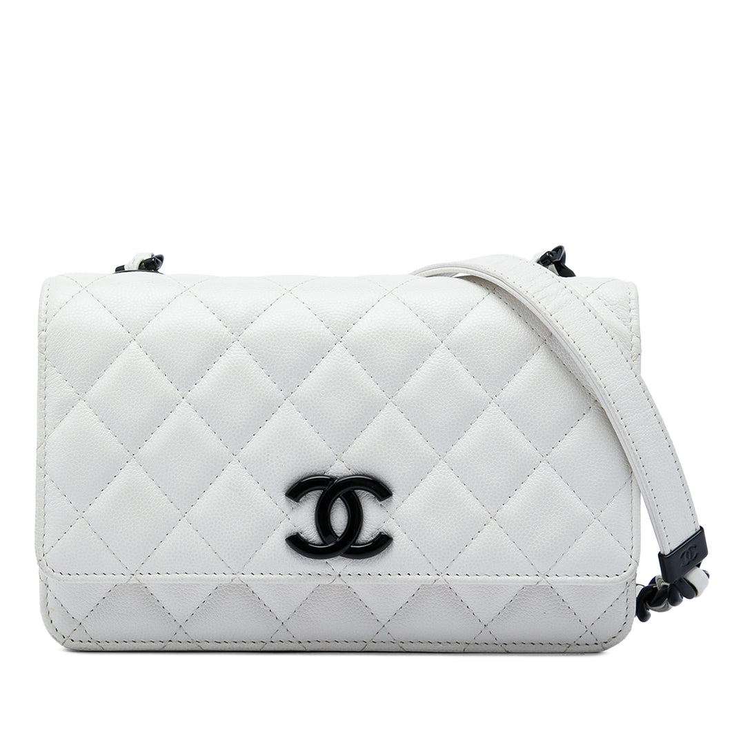 Chanel Matelassé My Everything Wallet on Chain Cuir caviar Blanc – vue principale – GABY PARIS