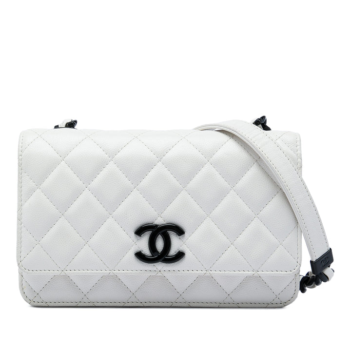 Chanel Matelassé My Everything Wallet on Chain Cuir caviar Blanc – vue principale – GABY PARIS