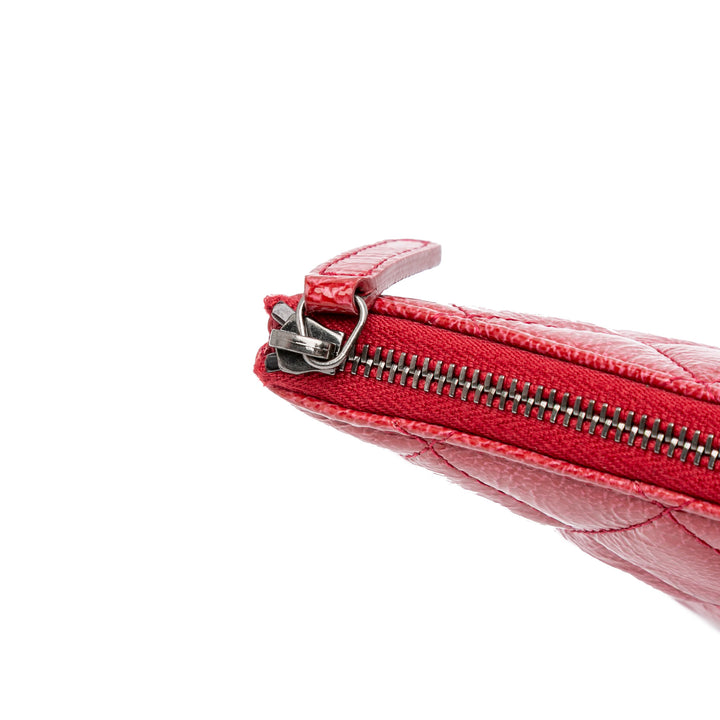 Large Quilted Patent O Case Clutch Red - Gaby Paris