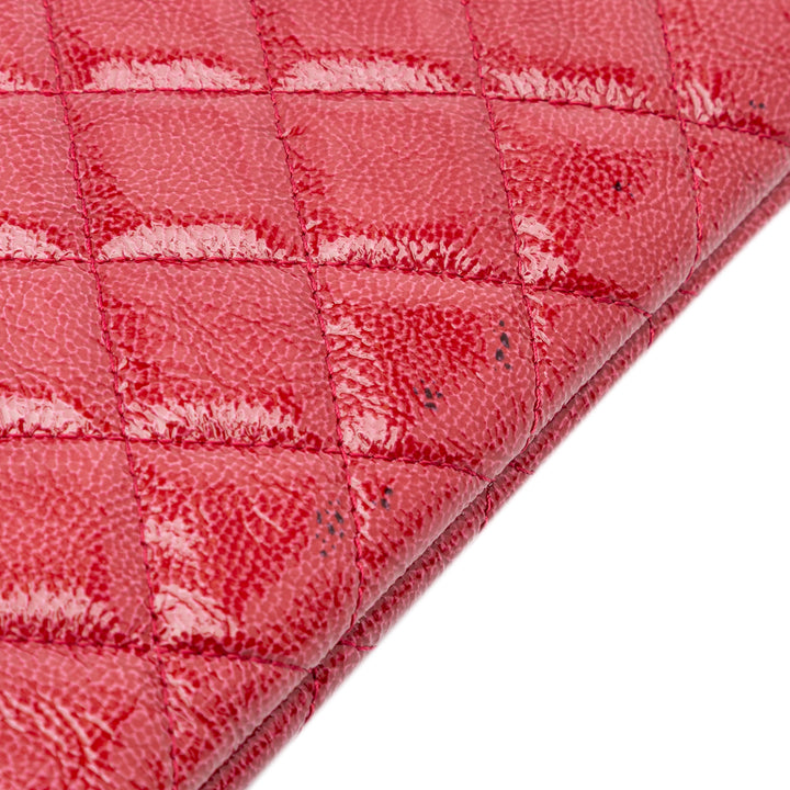 Large Quilted Patent O Case Clutch Red - Gaby Paris