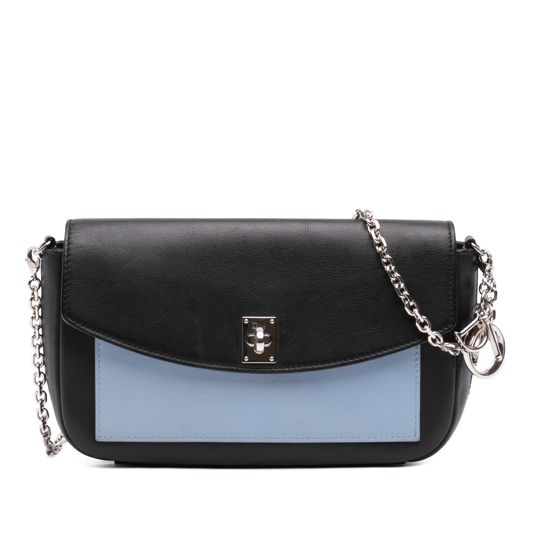 Dior Tricolore Turn Lock Wallet on Chain Noir – vue principale – GABY PARIS