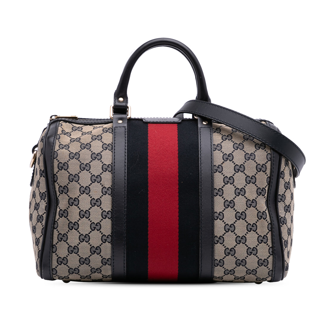 Medium GG Canvas Web Joy Boston Bag Brown - Gaby Paris