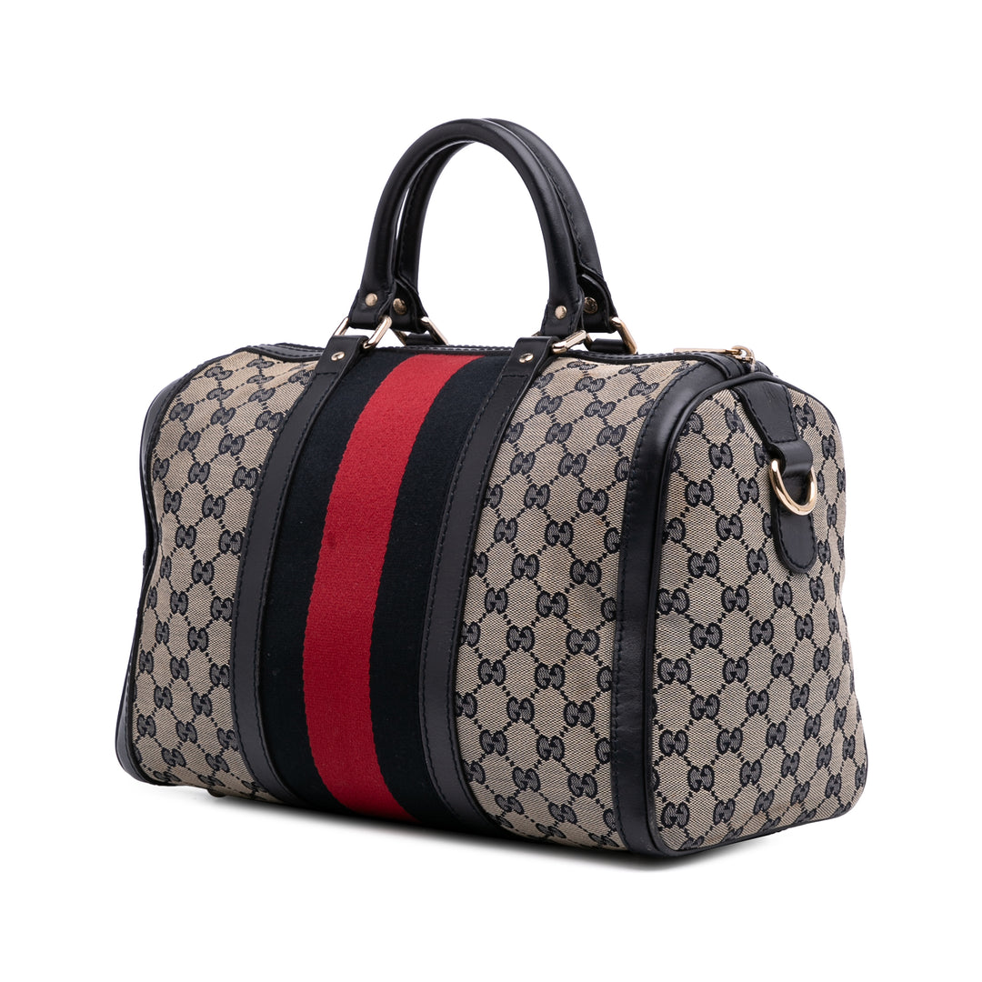 Medium GG Canvas Web Joy Boston Bag Brown - Gaby Paris