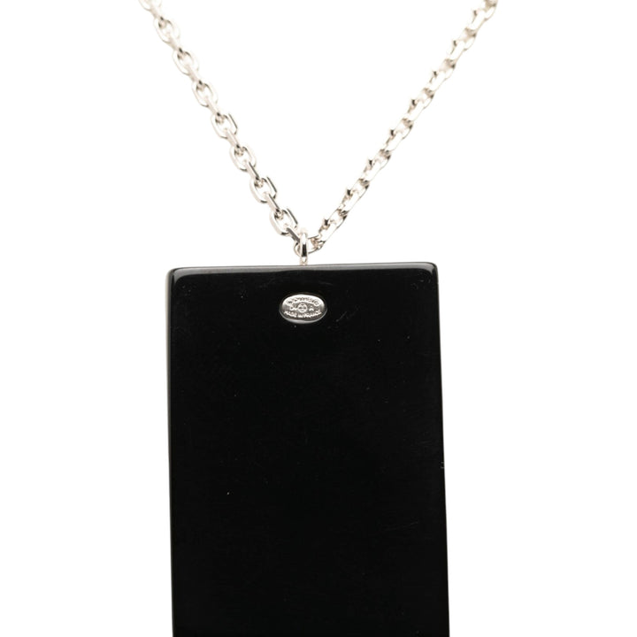 Chanel CC Brass Acrylic et Strass Pendant Collier Noir – vue 4 – GABY PARIS