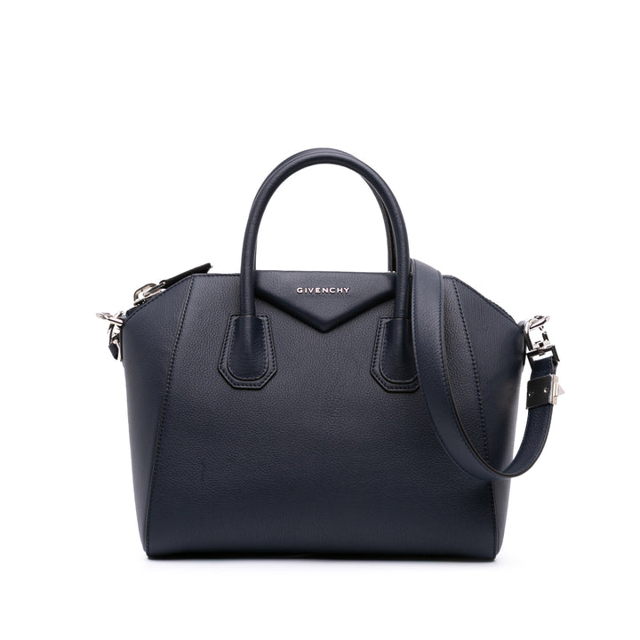 Small Grained Calfskin Antigona Satchel Blue - Gaby Paris