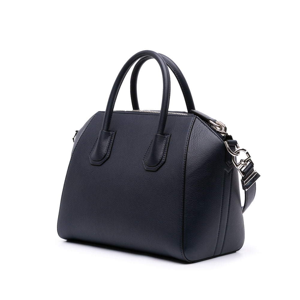 Small Grained Calfskin Antigona Satchel Blue - Gaby Paris