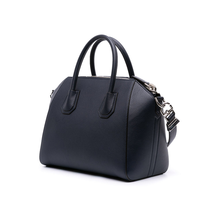Small Grained Calfskin Antigona Satchel Blue - Gaby Paris