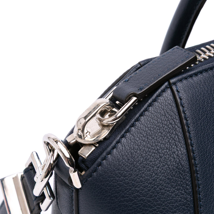 Small Grained Calfskin Antigona Satchel Blue - Gaby Paris
