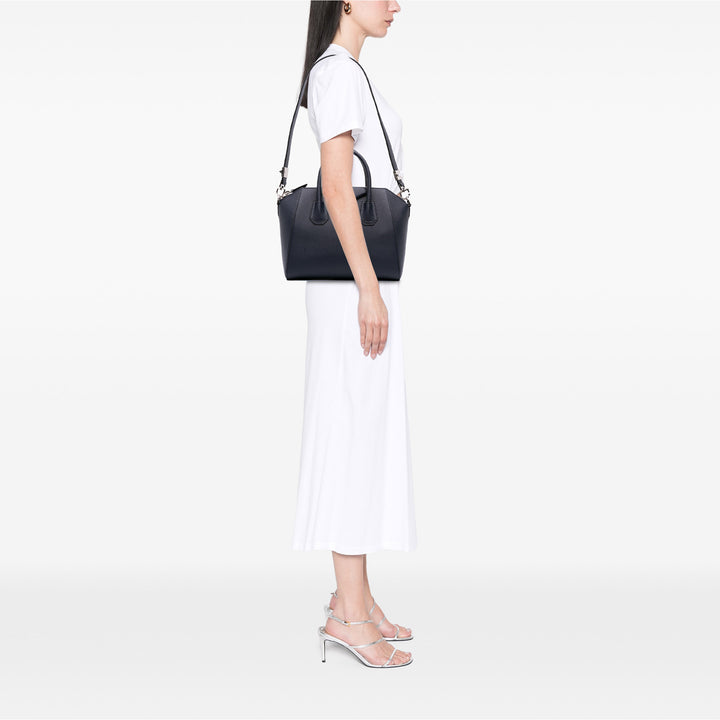 Small Grained Calfskin Antigona Satchel Blue - Gaby Paris