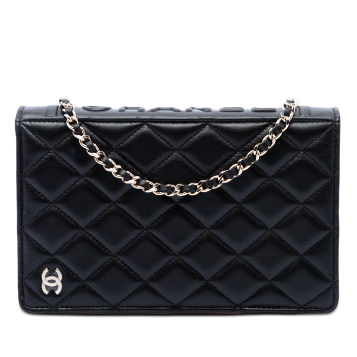Matelassé Book Wallet on Chain Cuir d'agneau Noir