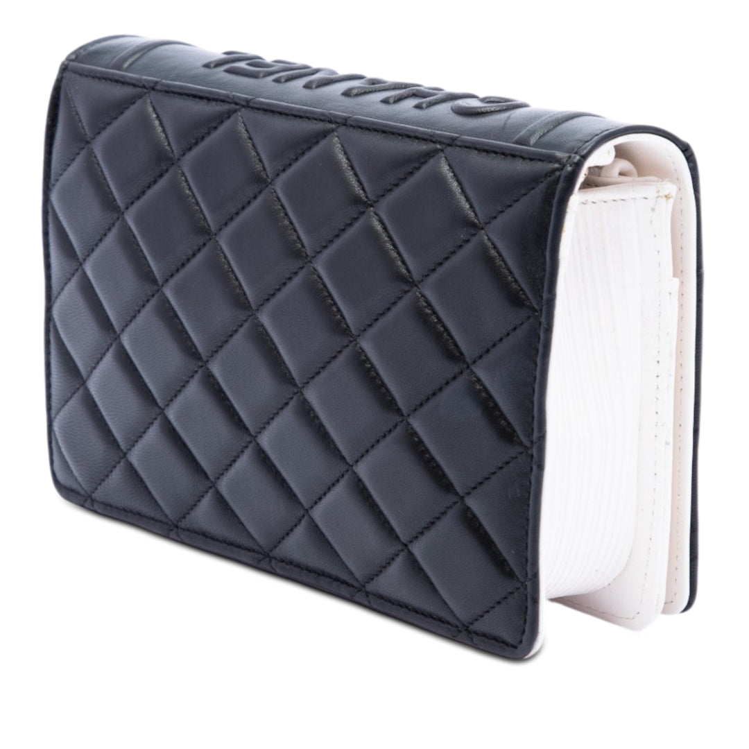 Matelassé Book Wallet on Chain Cuir d'agneau Noir