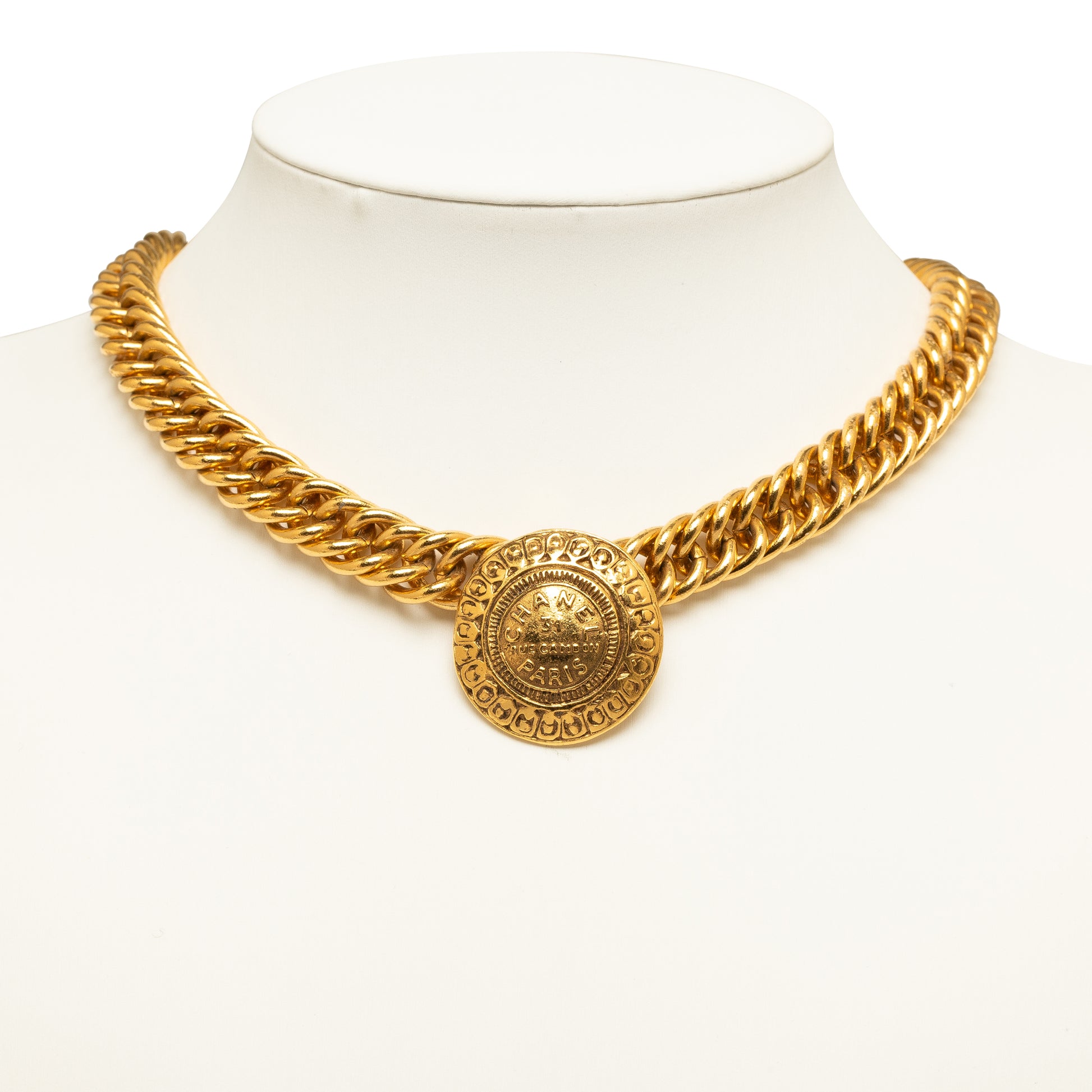 CC Medallion Pendant Necklace Gold - Gaby Paris