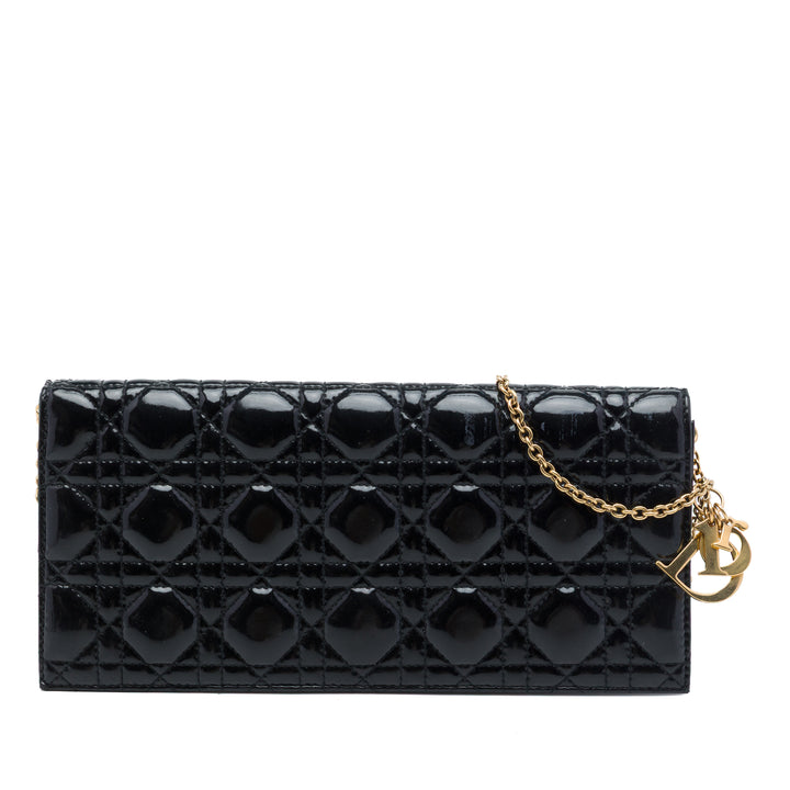 Dior Cuir verni Cannage Lady Dior Pochette avec chaîne