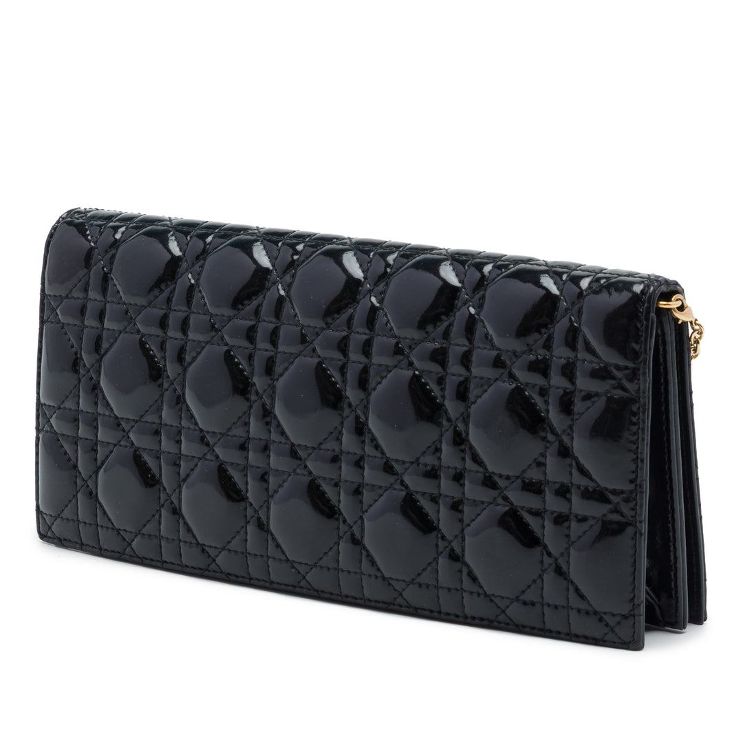 Dior Cuir verni Cannage Lady Dior Pochette avec chaîne