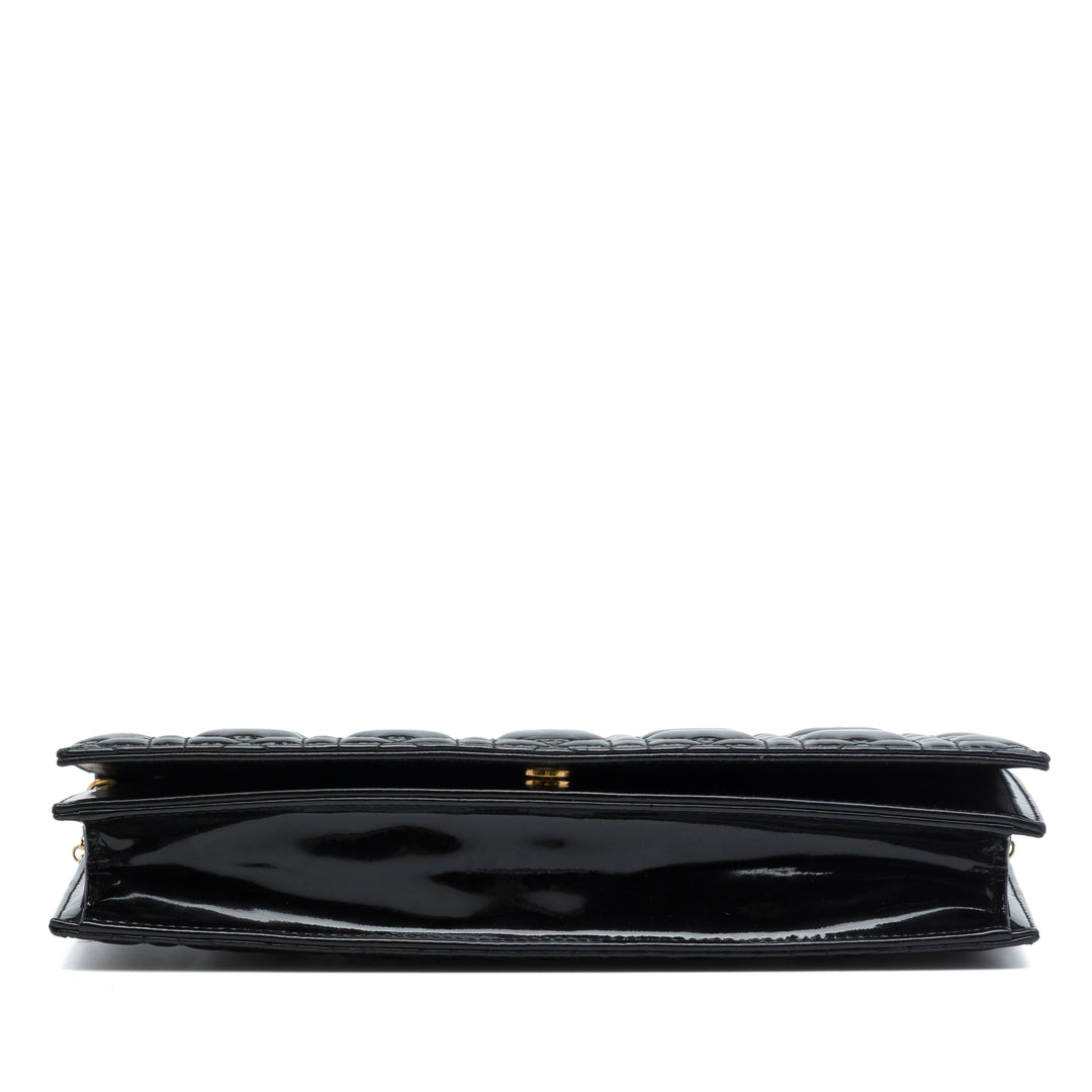 Dior Cuir verni Cannage Lady Dior Pochette avec chaîne