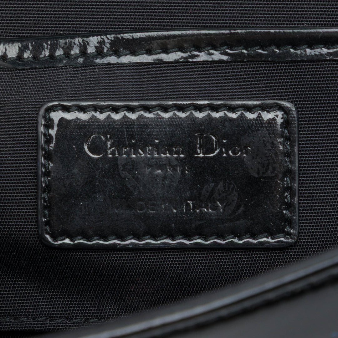 Dior Cuir verni Cannage Lady Dior Pochette avec chaîne