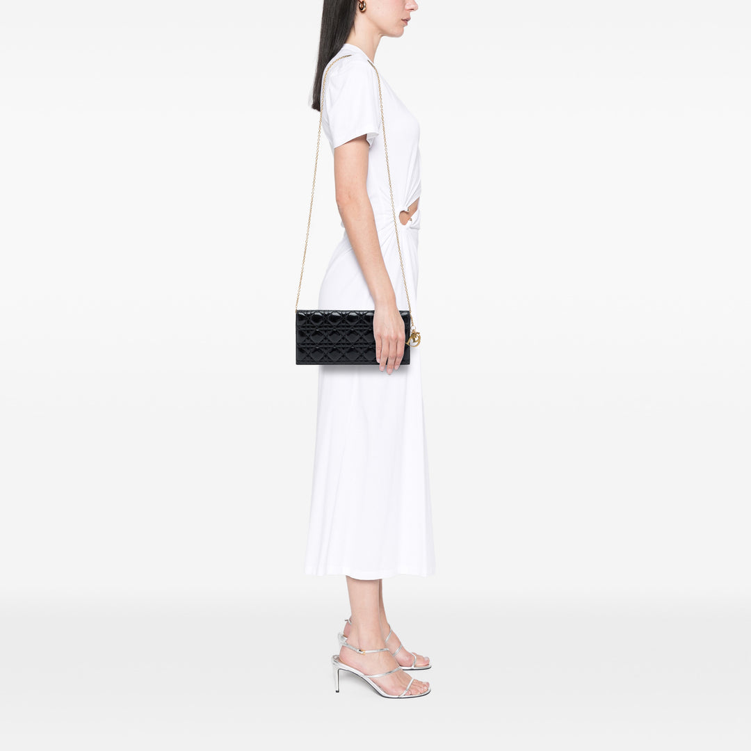 Dior Cuir verni Cannage Lady Dior Pochette avec chaîne