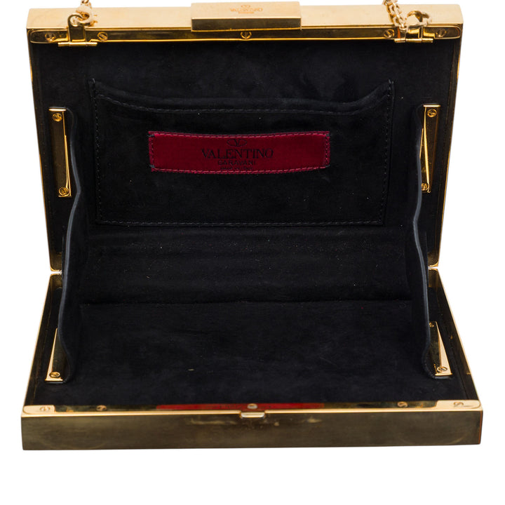 Valentino Rayé Émail et plaqué Boîte Minaudiere Pochette avec chaîne Other Noir – vue 4 – GABY PARIS