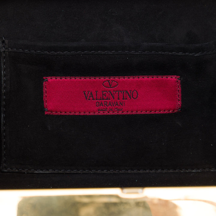 Valentino Rayé Émail et plaqué Boîte Minaudiere Pochette avec chaîne Other Noir – vue 5 – GABY PARIS