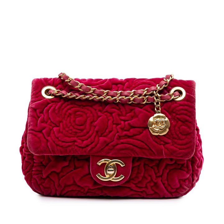Mini Velvet Camellia Flap Red - Gaby Paris