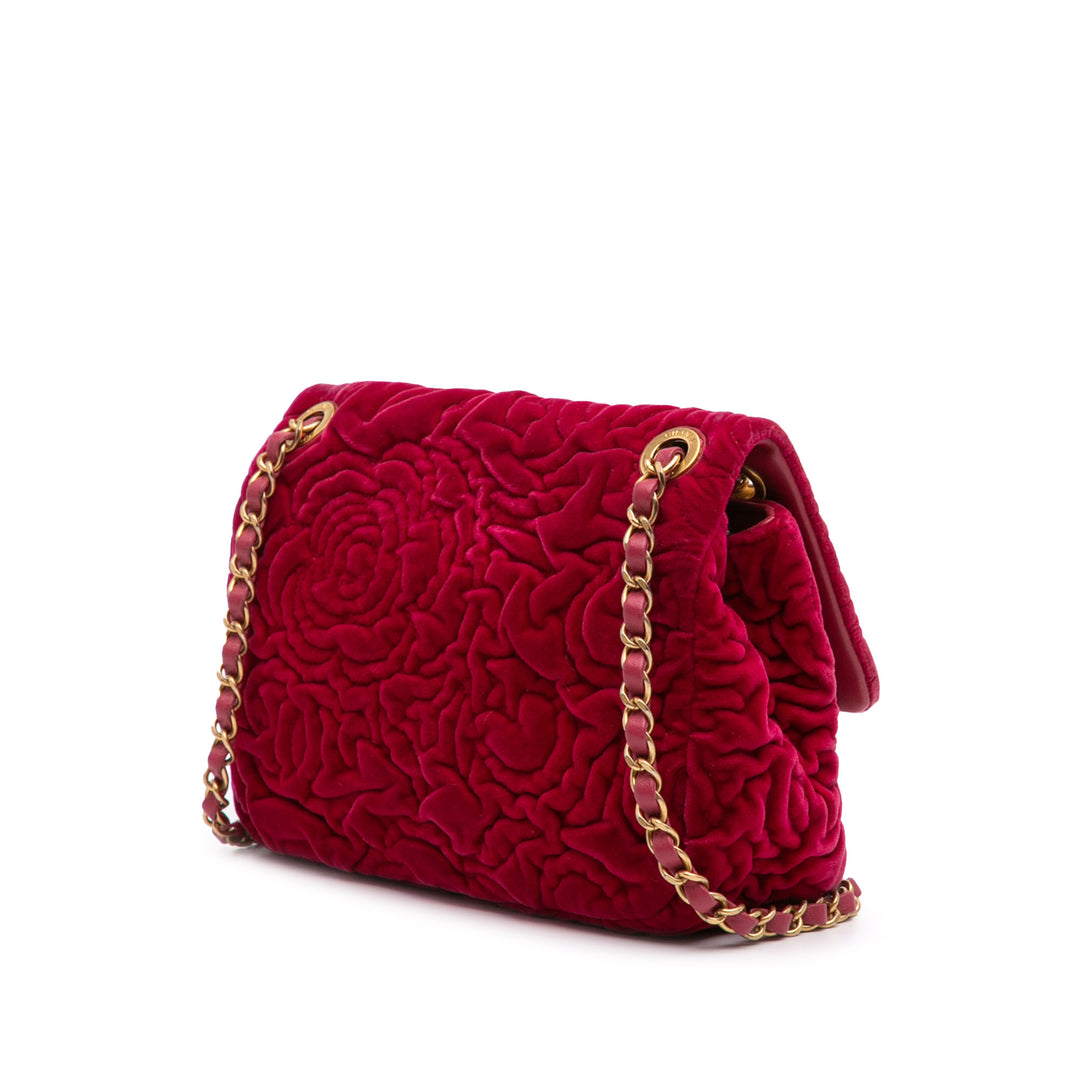 Mini Velvet Camellia Flap Red - Gaby Paris
