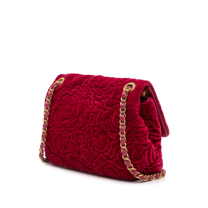 Mini Velvet Camellia Flap Red - Gaby Paris