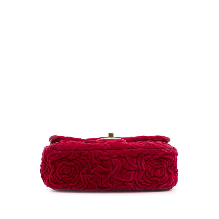 Mini Velvet Camellia Flap Red - Gaby Paris