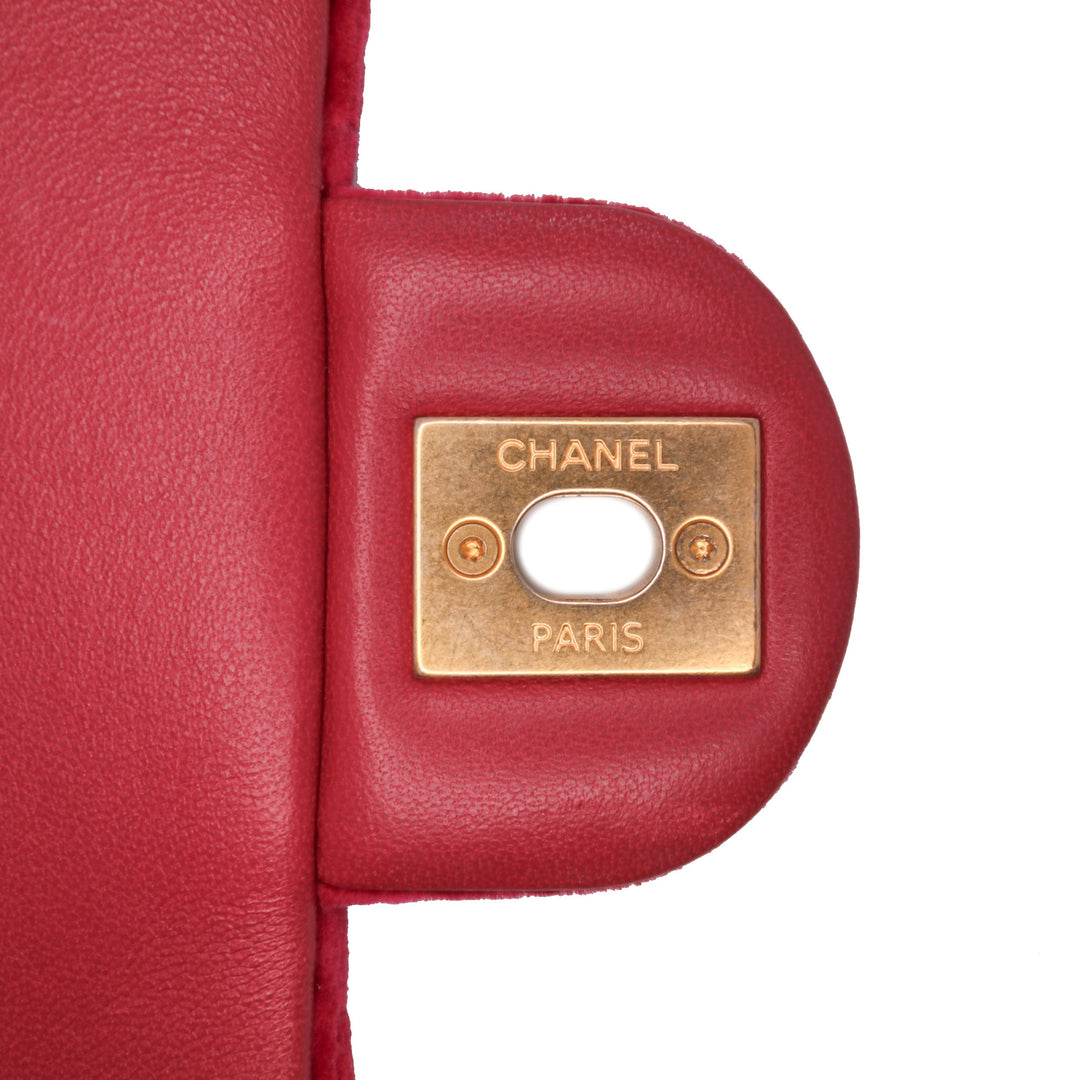 Mini Velvet Camellia Flap Red - Gaby Paris