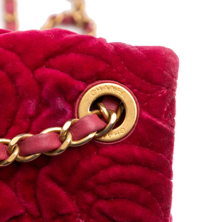 Mini Velvet Camellia Flap Red - Gaby Paris