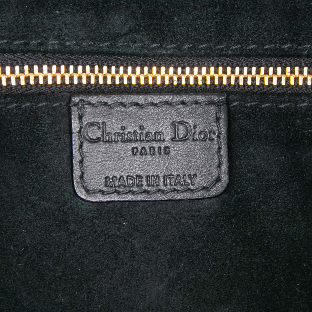 Large Woven Lambskin Lady Dior Soft Shopping Tote Black - Gaby Paris