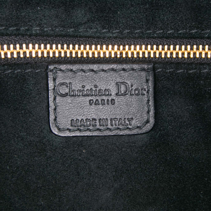 Large Woven Lambskin Lady Dior Soft Shopping Tote Black - Gaby Paris