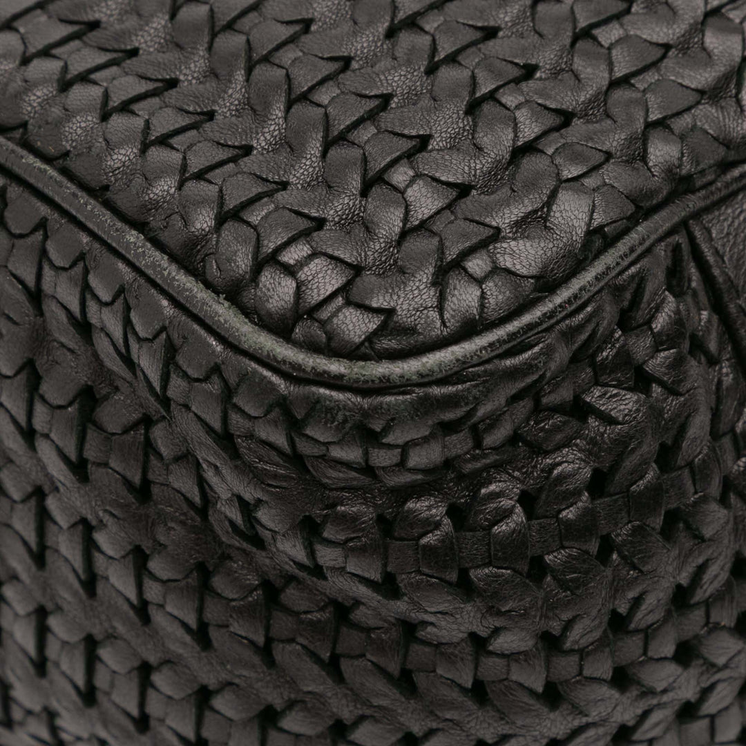 Large Woven Lambskin Lady Dior Soft Shopping Tote Black - Gaby Paris