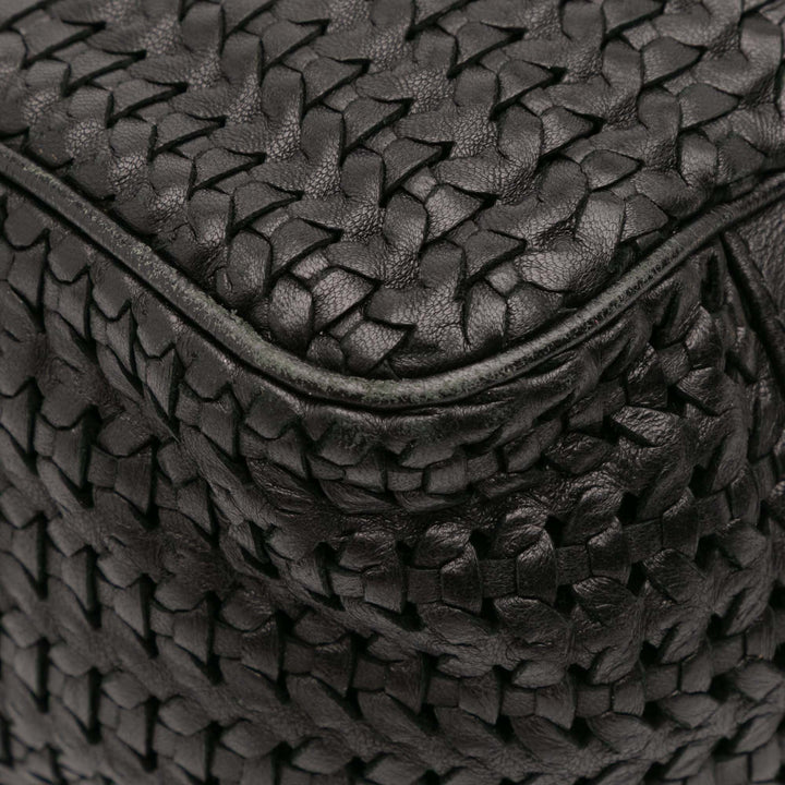 Large Woven Lambskin Lady Dior Soft Shopping Tote Black - Gaby Paris