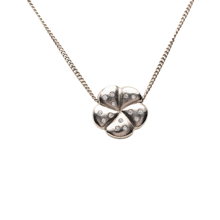 Chanel plaqué CC Strass Camellia Pendant Collier