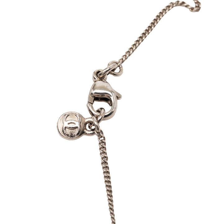 Chanel plaqué CC Strass Camellia Pendant Collier