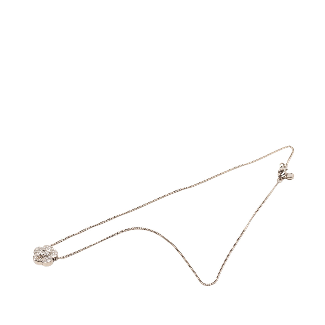 Chanel plaqué CC Strass Camellia Pendant Collier