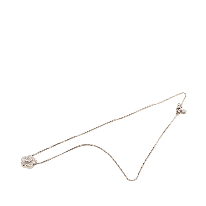 Chanel plaqué CC Strass Camellia Pendant Collier