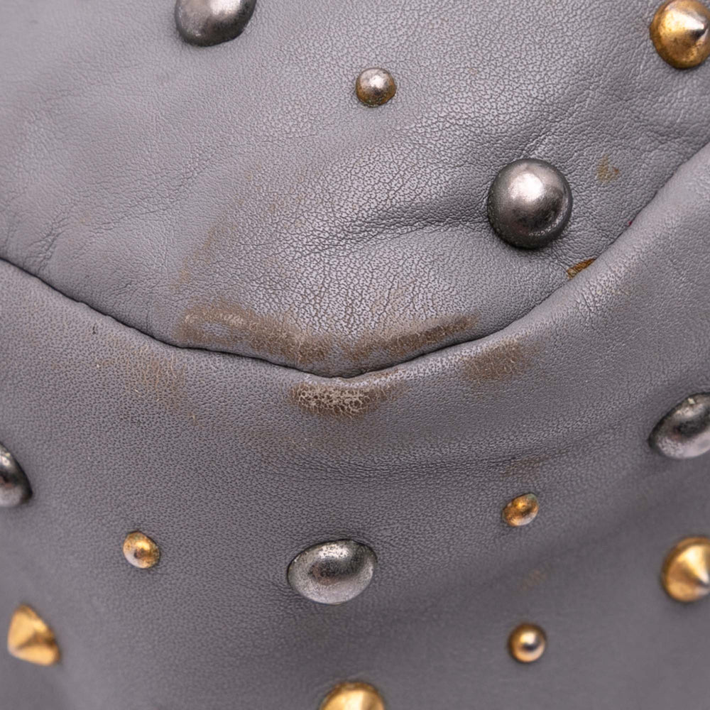 Studded Soft Calf Crossbody Gray - Gaby Paris