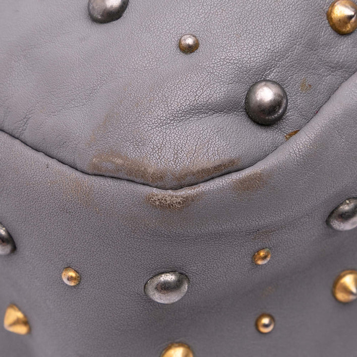 Studded Soft Calf Crossbody Gray - Gaby Paris