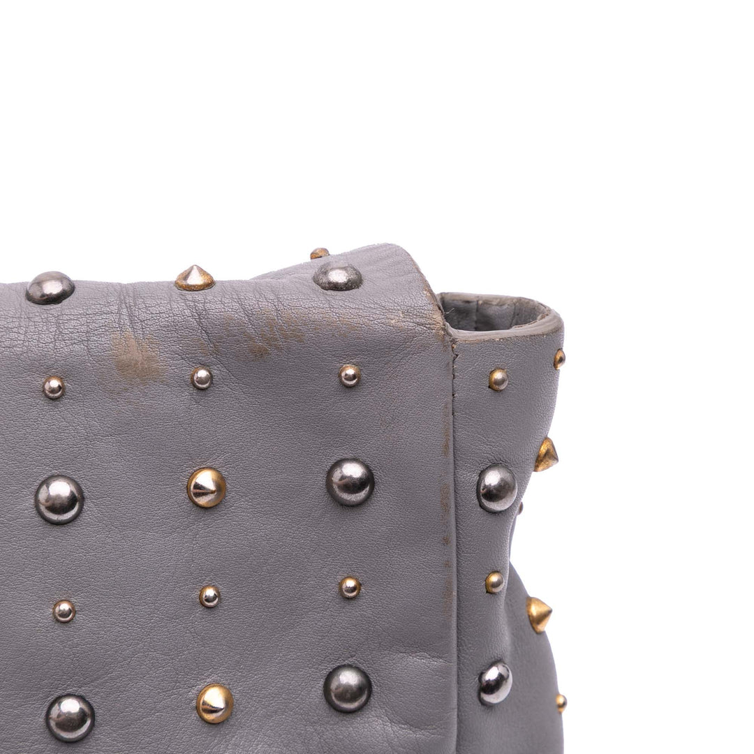 Studded Soft Calf Crossbody Gray - Gaby Paris