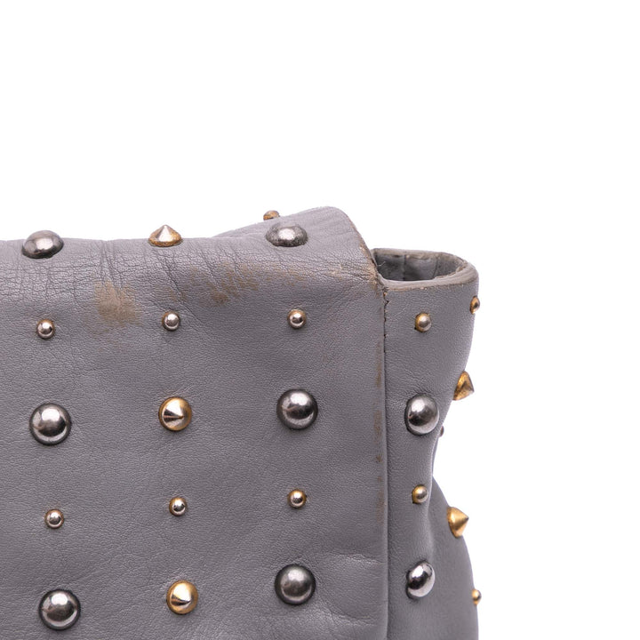 Studded Soft Calf Crossbody Gray - Gaby Paris
