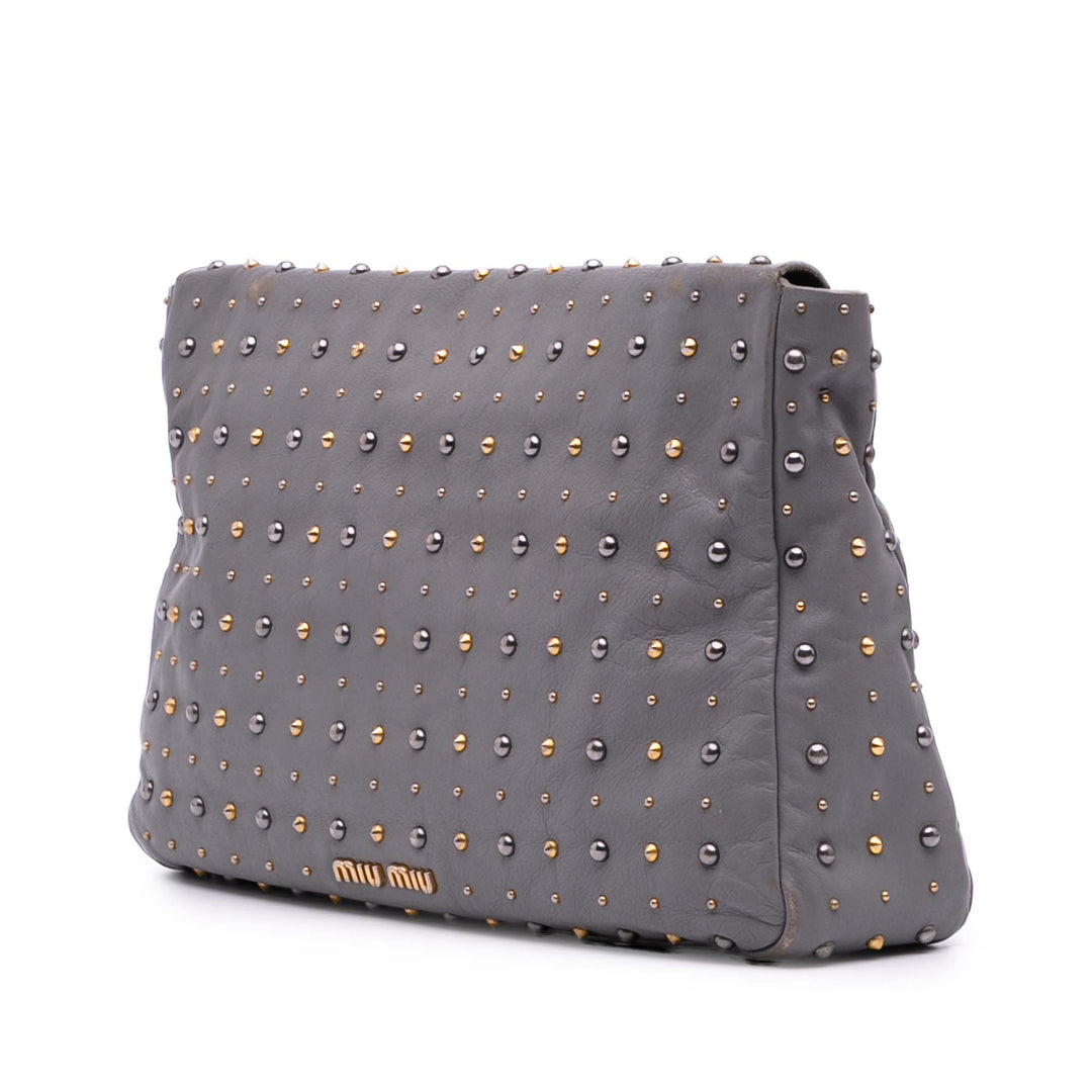 Studded Soft Calf Crossbody Gray - Gaby Paris