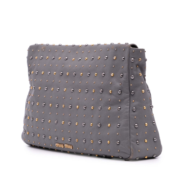 Studded Soft Calf Crossbody Gray - Gaby Paris
