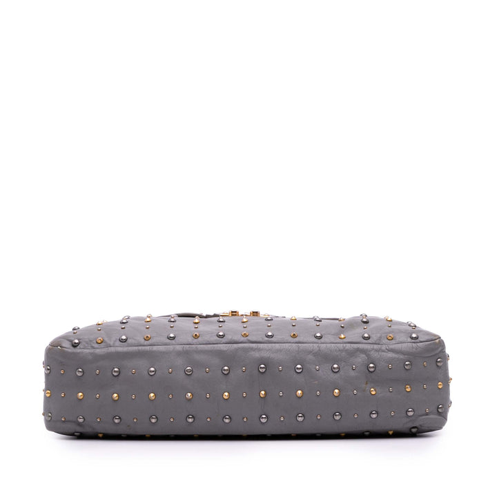 Studded Soft Calf Crossbody Gray - Gaby Paris