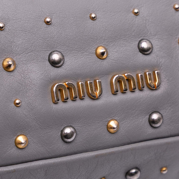 Studded Soft Calf Crossbody Gray - Gaby Paris