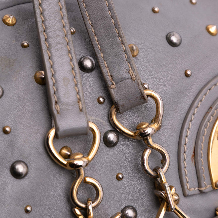 Studded Soft Calf Crossbody Gray - Gaby Paris